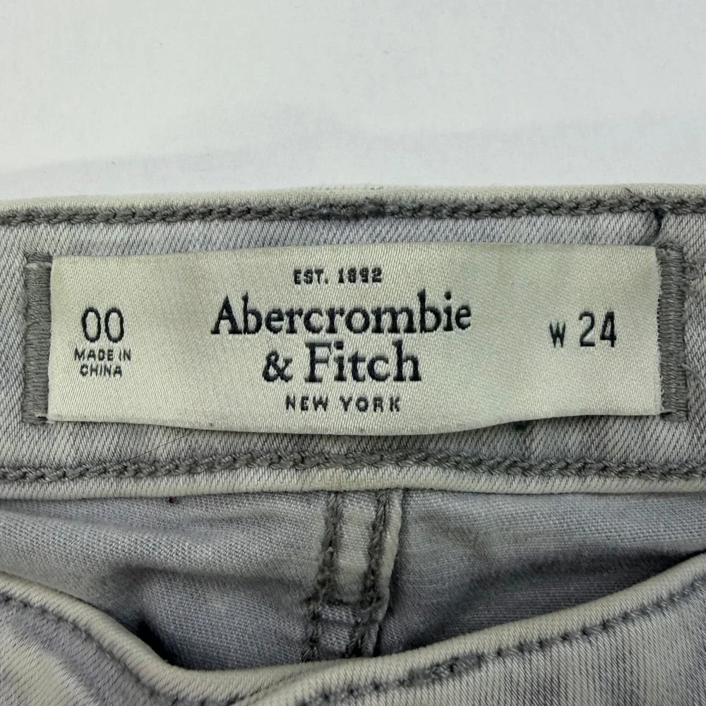 Abercrombie & Fitch Super Skinny Jeans Womens 00 W24 Light Grey Stretch Low Rise